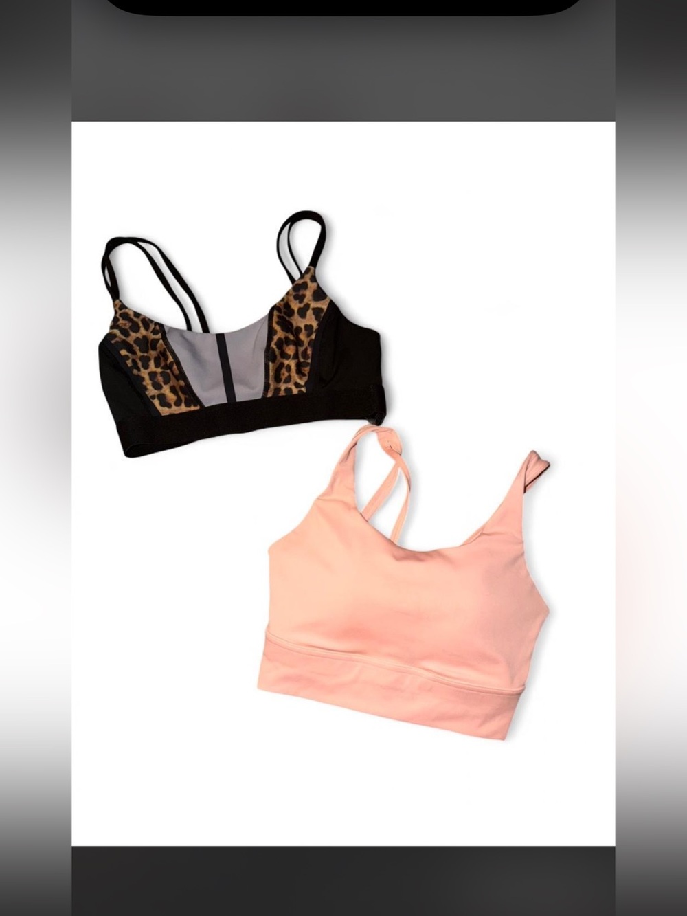 AUREUM Peach Sports Bra & Black Leopard-Accent Strappy Bra Set